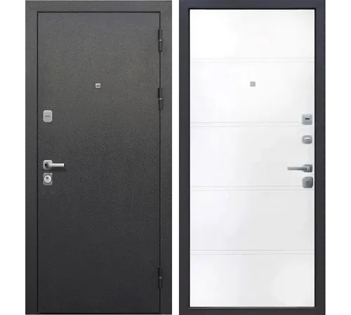 Входная металлическая дверь Гарда 9 Серебро эмалит белый