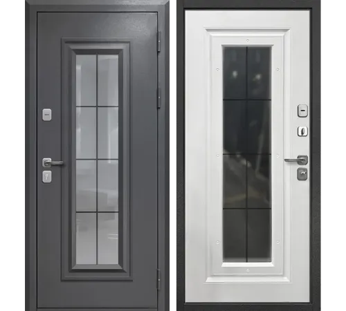 Входная металлическая дверь Гарда 9 Букле графит Ковка стеклопакет