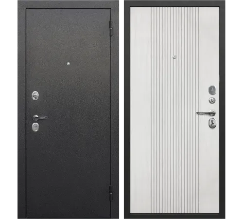 Входная металлическая дверь Гарда Нова Серебро белый ясень